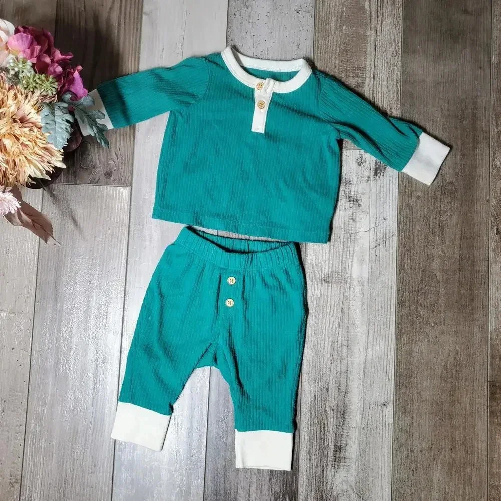 Cat & Jack Boys 2 Piece Outfit, Long Sleeve Shirt & Pants, 0-6 Months